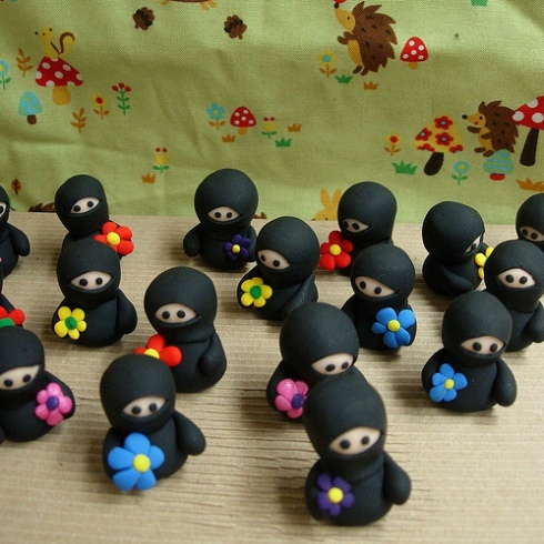 Ninjas with flowers